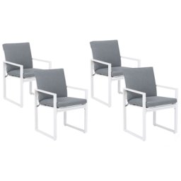 Gartenstühle 4er Set Grau Aluminium mit Armlehnen inkl. Auflage Terrasse Balkon Outdoor