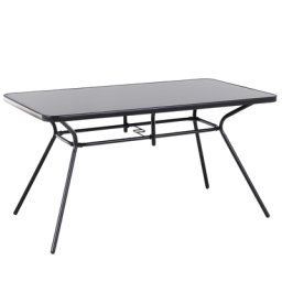 Gartentisch Schwarz Sicherheitsglas Stahl 140x80 cm Balkon Terrasse