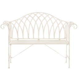 Gartenbank Metall Weiß Breite 130 cm für Terrsse für Garten für Balkon