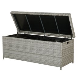 Auflagenbox grau Rattan 158x63 cm Garten Terrasse