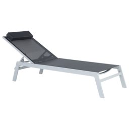 Gartenliege Schwarz Aluminium Polyester Kopfkissen Terrasse Modern