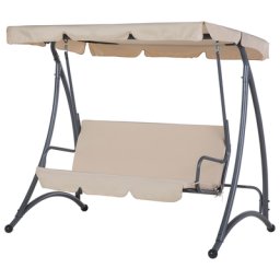 Hollywoodschaukel beige Stahl Sonnendach verstellbar Kissen Outdoor Terrasse