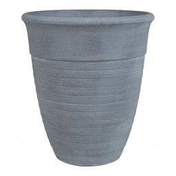 Blumentopf Grau ⌀ 43 cm aus Steingemisch und Polyresin für Innen und Außen Rund mit Elegante Ausstrahlung Modern