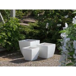 Blumentopf Weiß 53 x 53 x 51 cm Lehm-Faser-Mischung und Glasfaser Quadratisch Modernes Design