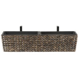 Blumenkasten Braun Wasserhyazinthe 80x20x18 cm rechteckig Balkonkasten Landhausstil Gartenaccessoires Gartenzubehör Gartendekoration