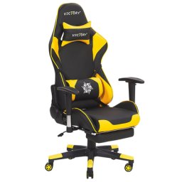 Bürostuhl Schwarz/Gelb Kunstleder höhenverstellbar Gaming Stuhl drehbar mit Fußstützen Modernes innovatives Design