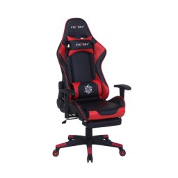Bürostuhl Schwarz mit Rot Kunstleder höhenverstellbar Gaming Stuhl drehbar mit Fußstützen Modernes innovatives Design