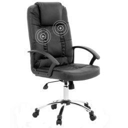 Massagesessel Schwarz/Silber Kunstleder Chrom Büro Arbeitszimmer modern
