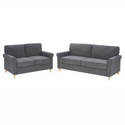 Set 2 + 3-Sitzer Wohnzimmer Grau Samtstoff 100% Polyester Retro Trendy Modern