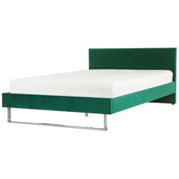 Doppelbett Grün Samtstoff Metallbeine 180 x 200 cm Bequem Glamour Schlaffzimmer