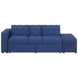 Sofa Blau Polsterbezug 3-Sitzer Schlaffunktion Traditionell Wohnzimmer