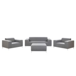 Lounge 5er Set Grau Dekorativ Loungeset Praktisch Klassisch weißes Untergestell Traditionelles Design
