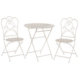 Bistroset beige Metall 2er Balkon Terrasse Garten romantisch