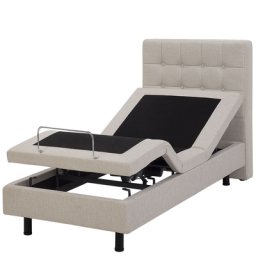 Plattform Bett Beige 80 x 200 cm Elektrisch Praktisch mit Fernbedienung Verstellbar Bequeme Sitzstellung Schlafzimmer Kinderzimmer Modern