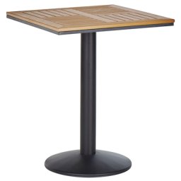 Gartentisch Hellbraun Kunstholz Schwarz Metall quadratisch 60x60 cm Industrie Outdoor Indoor Gartenausstattung Terrasse Balkon Möbel