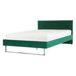 Doppelbett Grün Samtstoff Metallbeine 140 x 200 cm Bequem Glamour Schlaffzimmer