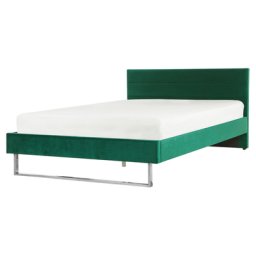 Doppelbett Grün Samtstoff Metallbeine 160 x 200 cm Bequem Glamour Schlaffzimmer