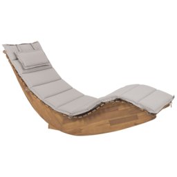 Gartenliege Akazienholz taupe Auflage geschwungene Form Terrasse