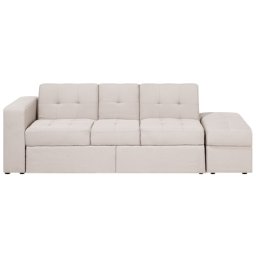Sofa Beige Polsterbezug 3-Sitzer Schlaffunktion Traditionell Wohnzimmer