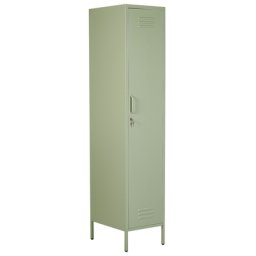 Metallschrank Grün Stahl 185cm hoch Modern mit abschließbarer Tür Kleiderstange 2 Türhaken 5 Fächern Wohnzimmer Schlafzimmer Flur Büro Archiv