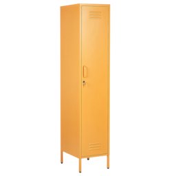 Metallschrank Gelb Stahl 185cm hoch Modern mit abschließbarer Tür Kleiderstange 2 Türhaken 5 Fächern Wohnzimmer Schlafzimmer Flur Büro Archiv