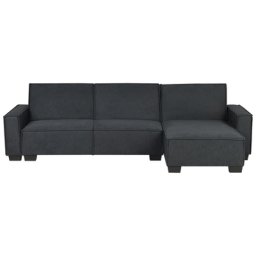 Ecksofa Dunkelgrau Polsterbezug L-Förmig Linksseitig Schlaffunktion Minimalistisch Wohnzimmer