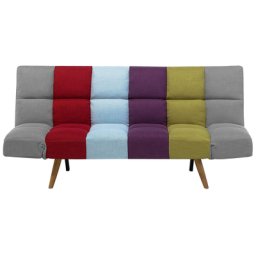 Sofa Bunt Polsterbezug Patchwork 3-Sitzer Schlaffunktion Zeitgenössisch Wohnzimmer