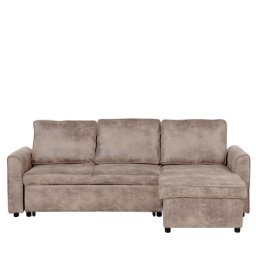 Ecksofa Braun Kunstleder Lederoptik L-Förmig Linksseitig Schlaffunktion Modern Wohnzimmer