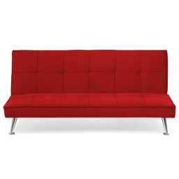Sofa Rot Polsterbezug 3-Sitzer Schlaffunktion Klassisch Modern Wohnzimmer