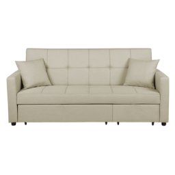 Sofa Beige Polsterbezug 3-Sitzer Schlaffunktion Zeitgenössisch Zierkissen Wohnzimmer