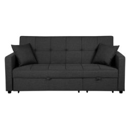 Sofa Dunkelgrau Polsterbezug 3-Sitzer Schlaffunktion Zeitgenössisch Zierkissen Wohnzimmer
