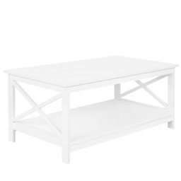 Couchtisch Weiß 55 x 100 cm MDF Tischplatte Matt Rechteckig Klassisch