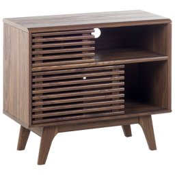 TV Möbel Braun dunkler Holzfarbton mit Viel Stauraum in Retro Stil