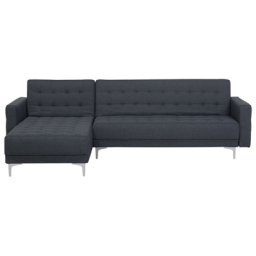 Ecksofa Grau Polsterbezug L-Förmig Rechtsseitig Schlaffunktion Klassisch Wohnzimmer