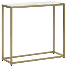 Konsolentisch Gold Weiß Glas Metalgestell Marmor Optik Rechteckig Modern
