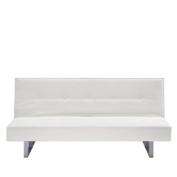 Sofa Weiß Kunstleder 3-Sitzer Schlaffunktion Klassisch Wohnzimmer