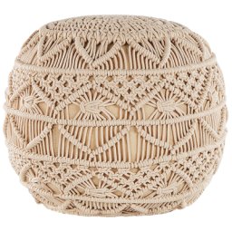 Pouf Beige Baumwolle Rund 40 x 40 cm Gestrickt Boho-Stil