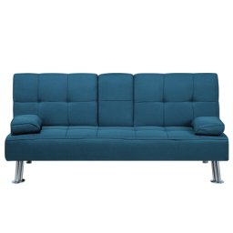 Sofa Blau Polsterbezug 3-Sitzer Schlaffunktion Modern Minimalistisch Wohnzimmer