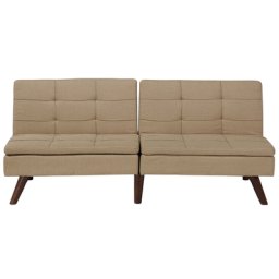 Sofa Hellbraun Polsterbezug 3-Sitzer Schlaffunktion Minimalistisch Modern Wohnzimmer