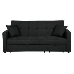 Sofa Schwarz Polsterbezug 3-Sitzer Schlaffunktion Zeitgenössisch Zierkissen Wohnzimmer