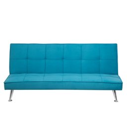 Sofa Blau Polsterbezug 3-Sitzer Schlaffunktion Minimalistisch Wohnzimmer