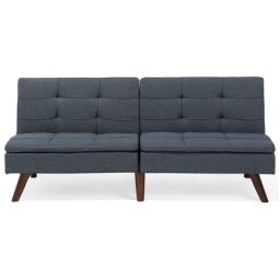 Sofa Grau Polsterbezug 3-Sitzer Schlaffunktion Minimalistisch Modern Wohnzimmer