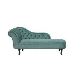 Chaiselongue Linksseitig Hellgrün Samtstoff Holzfüße Glamourös