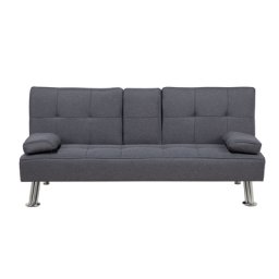 Sofa Dunkelgrau Polsterbezug 3-Sitzer Schlaffunktion Modern Minimalistisch Wohnzimmer