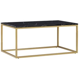 Couchtisch Schwarz Gold 60 x 100 cm Marmor Optik Holzfurnierte MDF Tischplatte Rechteckig Modern