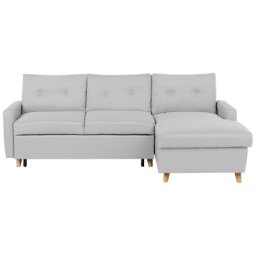 Ecksofa Hellgrau Polsterbezug L-Förmig Linksseitig Schlaffunktion Modern Wohnzimmer