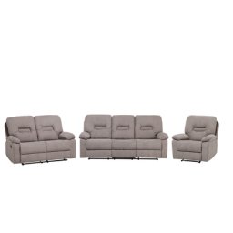 Sofa Set Braun Grau Polsterbezug Sitzgruppe Relaxfunktion Retro Wohnzimmer