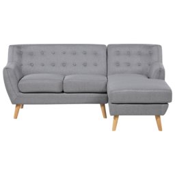 Ecksofa Hellgrau Polsterbezug L-Förmig Linksseitig Traditionell Modern Wohnzimmer