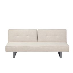Sofa Hellbeige Polsterbezug 3-Sitzer Schlaffunktion Minimalistisch Wohnzimmer