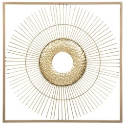 Wanddekoration Gold 50 x 50 cm im Strahlenkranz Design Quadratisch Modern